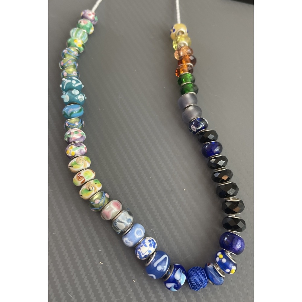 Lot of 53 Murano Style Glass Charm Beads Fit European Style Snake Bracelets